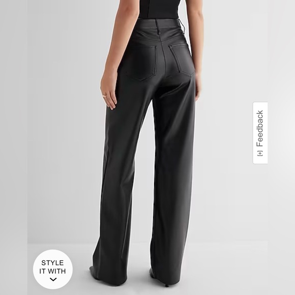 NWT Express faux leather high waisted straight leg pants - Picture 3 of 6